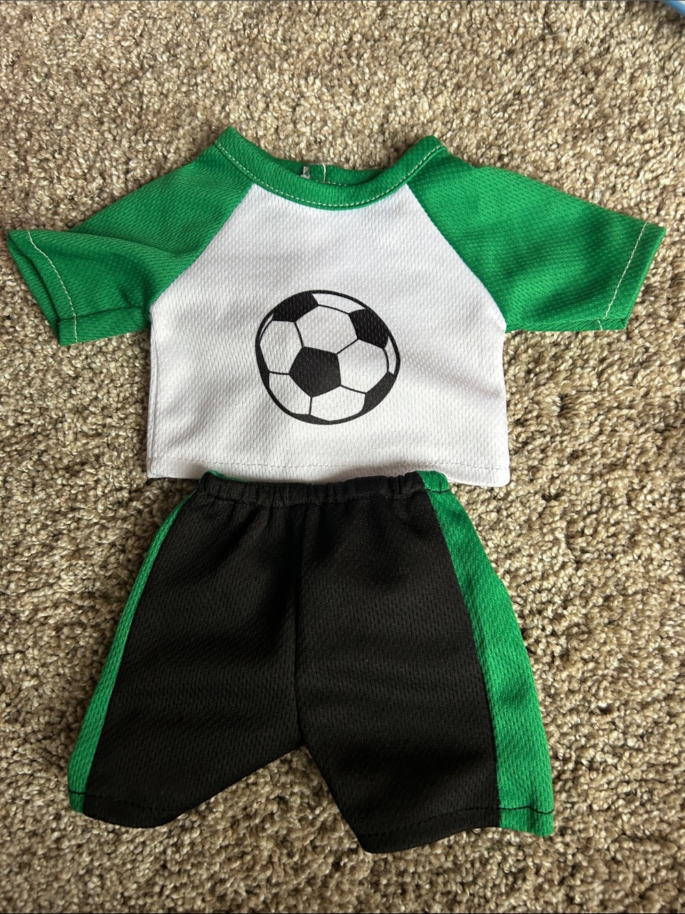 Green & White Soccer Raglan Doll Outfit